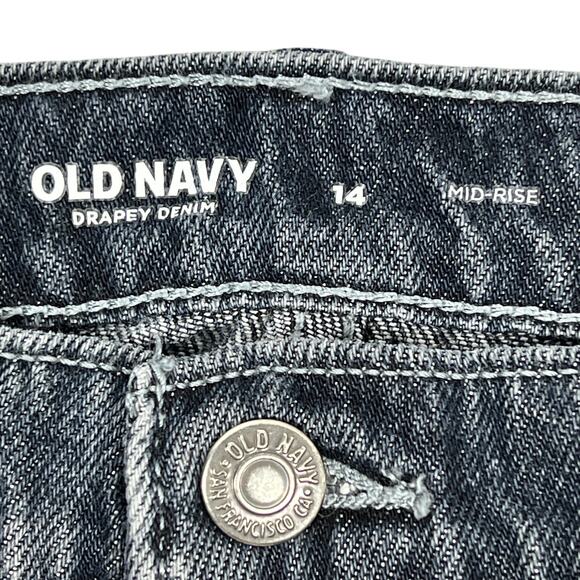 Old Navy Maxi Jean Skirt 14 Mid-Rise Drapey Denim Cargo Grunge Retro Dark Wash - Picture 3 of 10